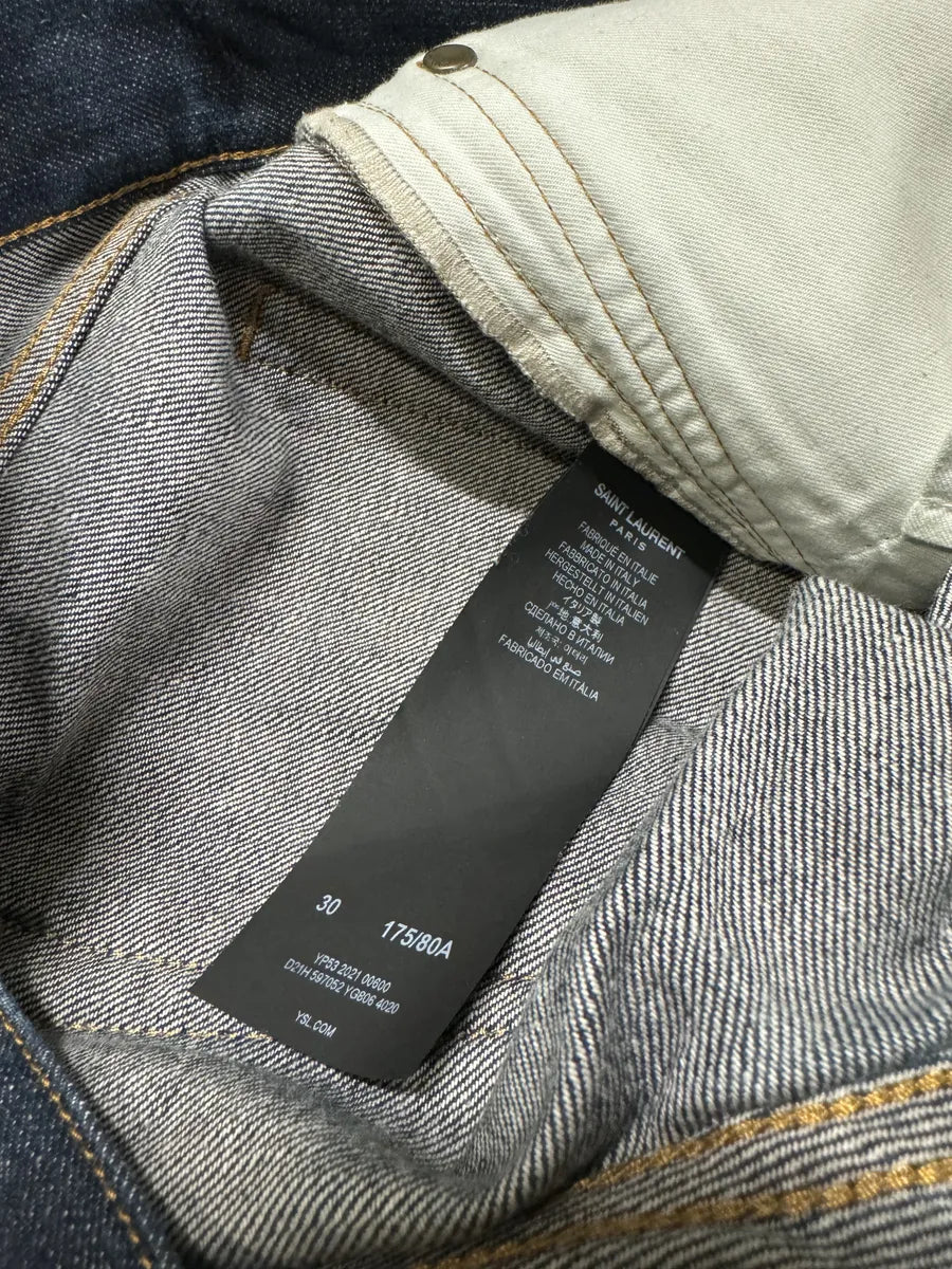 AW2021 Saint Laurent Brut Navy Slim Denim Jeans jreifrS 10