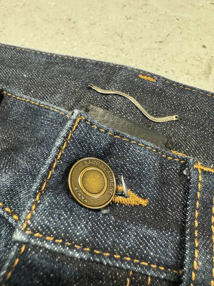 AW2021 Saint Laurent Brut Navy Slim Denim Jeans jreifrS 8