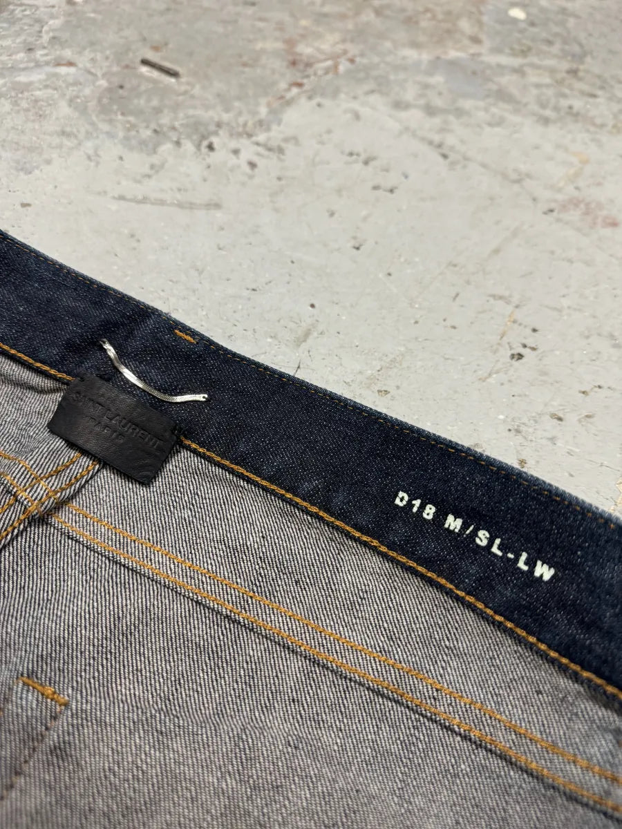 AW2021 Saint Laurent Brut Navy Slim Denim Jeans jreifrS 9