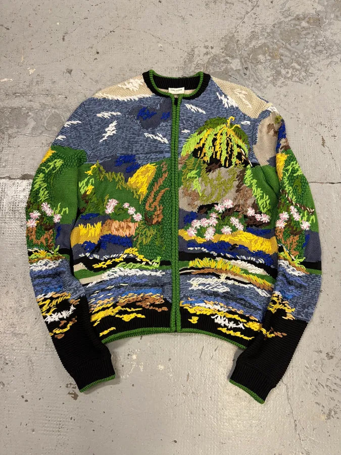 SS2021 Saint Laurent Multicolor Relief Palm Tree Viscose Jacket DRzrMjy 0