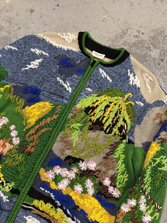 SS2021 Saint Laurent Multicolor Relief Palm Tree Viscose Jacket DRzrMjy 7