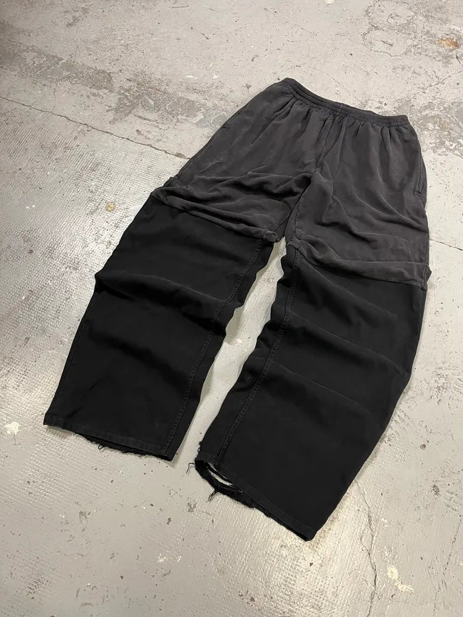 AW2022 Balenciaga Hybrid Denim & Cotton Oversized Black Jogger Pants PDDtboX 4