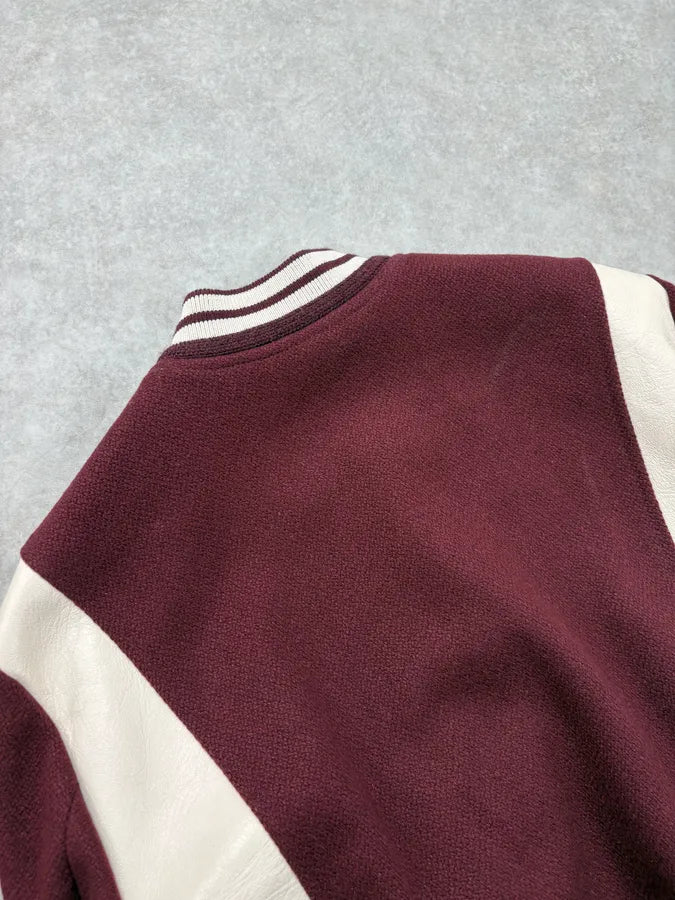 AW2022 Céline Burgundy Wool & Leather Sample Teddy Jacket xLmWYRd 8