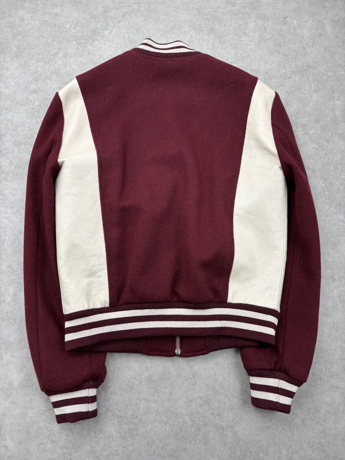 AW2022 Céline Burgundy Wool & Leather Sample Teddy Jacket xLmWYRd 5