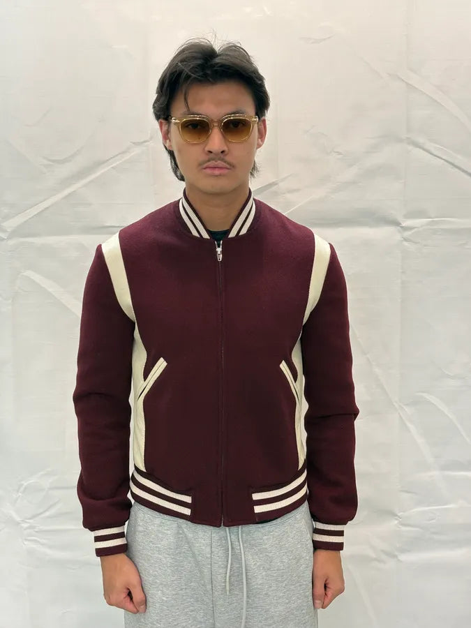 AW2022 Céline Burgundy Wool & Leather Sample Teddy Jacket xLmWYRd 1