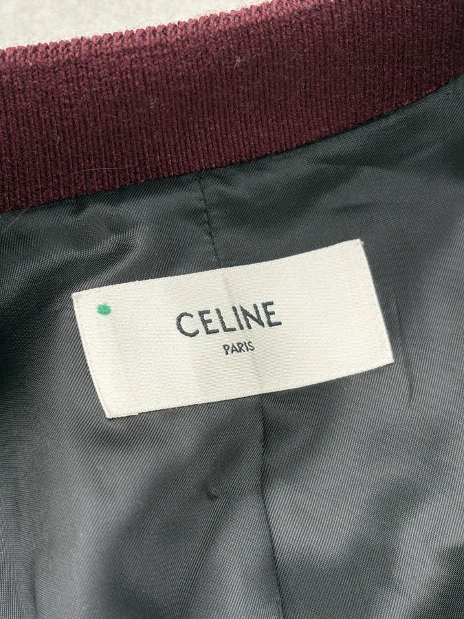 AW2022 Céline Burgundy Wool & Leather Sample Teddy Jacket xLmWYRd 10