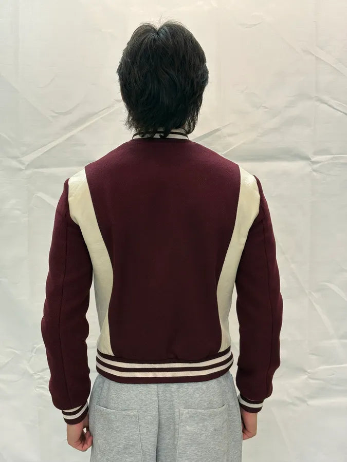 AW2022 Céline Burgundy Wool & Leather Sample Teddy Jacket xLmWYRd 2