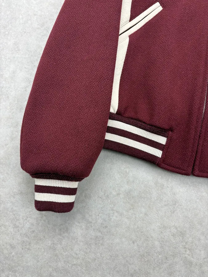 AW2022 Céline Burgundy Wool & Leather Sample Teddy Jacket xLmWYRd 7