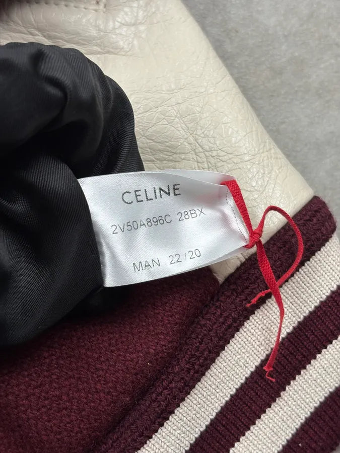AW2022 Céline Burgundy Wool & Leather Sample Teddy Jacket xLmWYRd 11