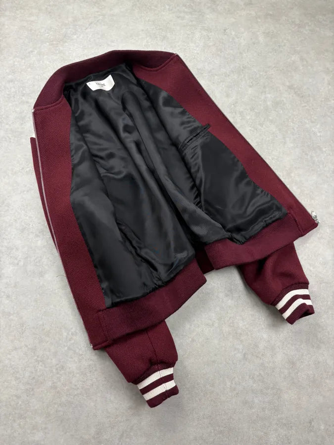 AW2022 Céline Burgundy Wool & Leather Sample Teddy Jacket xLmWYRd 6