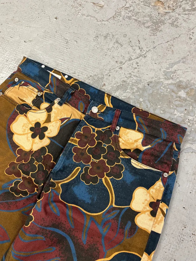 AW2022 Dries Van Noten Multicolored Autumn Flowers Pants jWeDYvG 5