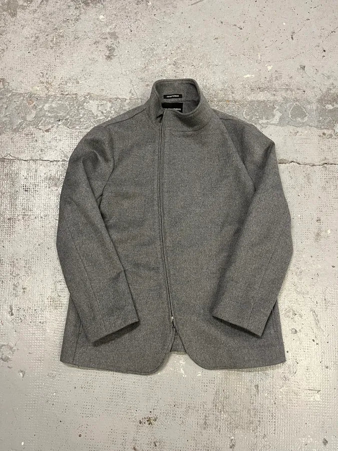 AW2022 Emporio Armani Asymmetrical Samurai Grey Jacket zwxxFaG 3