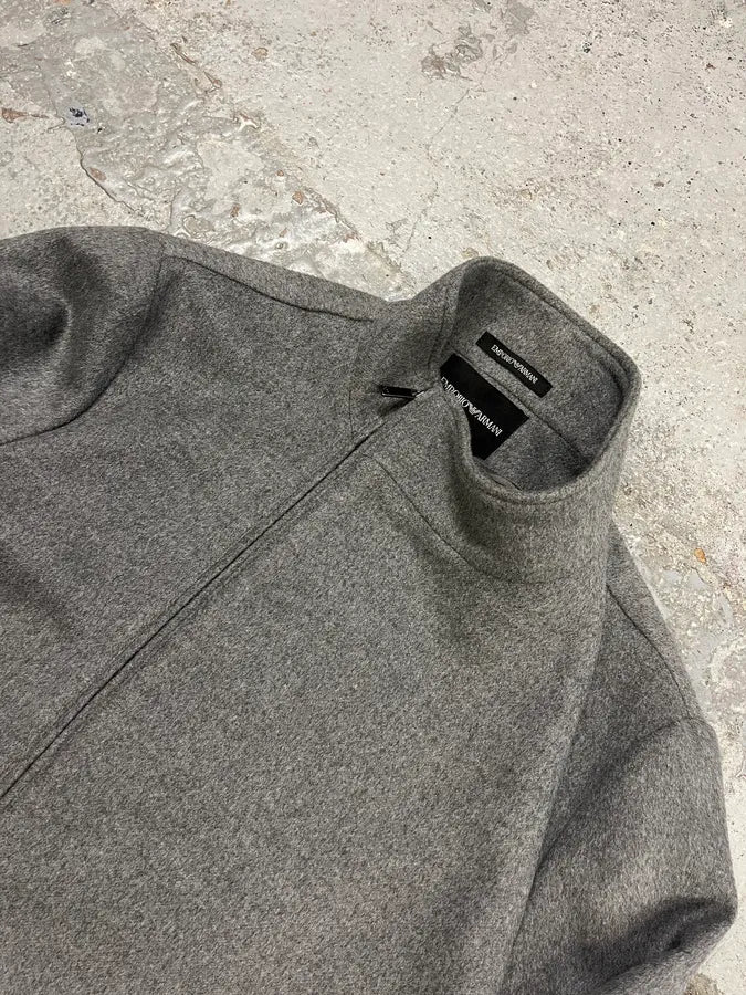 AW2022 Emporio Armani Asymmetrical Samurai Grey Jacket zwxxFaG 4