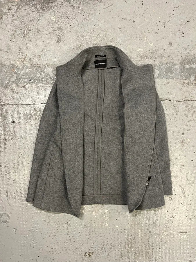 AW2022 Emporio Armani Asymmetrical Samurai Grey Jacket zwxxFaG 7