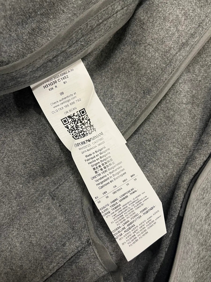 AW2022 Emporio Armani Asymmetrical Samurai Grey Jacket zwxxFaG 9