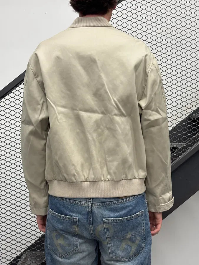 AW2022 Emporio Armani Beige Cotton Zip Bomber Jacket iEOgVQZ 2
