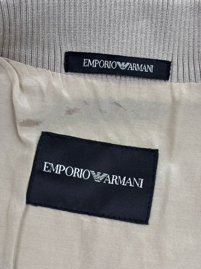 AW2022 Emporio Armani Beige Cotton Zip Bomber Jacket iEOgVQZ 8
