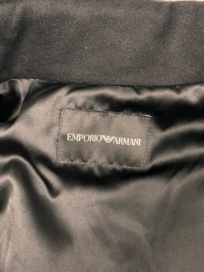 AW2022 Emporio Armani Black Asymmetrical Zip Cropped Bomber Jacket tApXHki 9