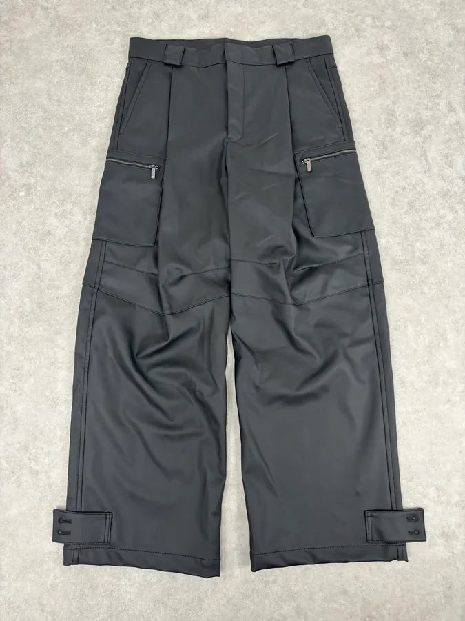 AW2022 Emporio Armani Black Eco Leather Cargo Pants TKnybcV 1