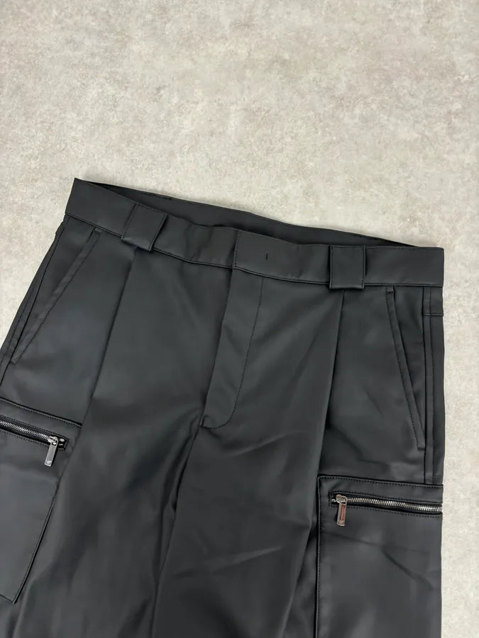AW2022 Emporio Armani Black Eco Leather Cargo Pants TKnybcV 5