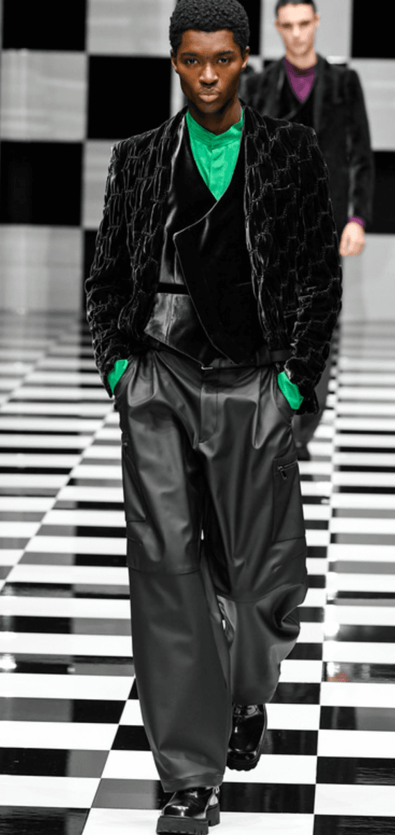 AW2022 Emporio Armani Black Eco Leather Cargo Pants TKnybcV 1