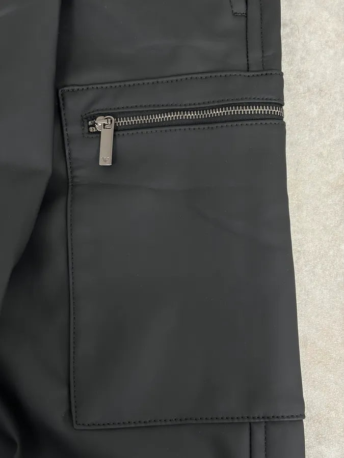 AW2022 Emporio Armani Black Eco Leather Cargo Pants TKnybcV 8