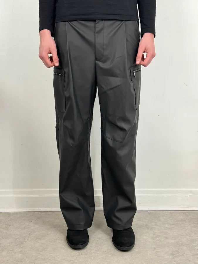 AW2022 Emporio Armani Black Eco Leather Cargo Pants TKnybcV 2