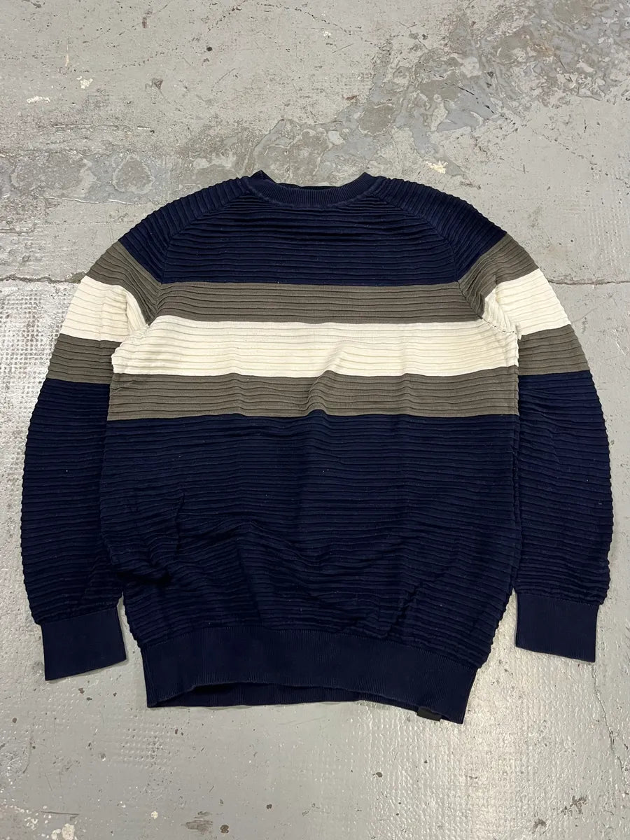 AW2022 Emporio Armani Navy Lined Cozy Accordeon Sweater yLjOkvh 0