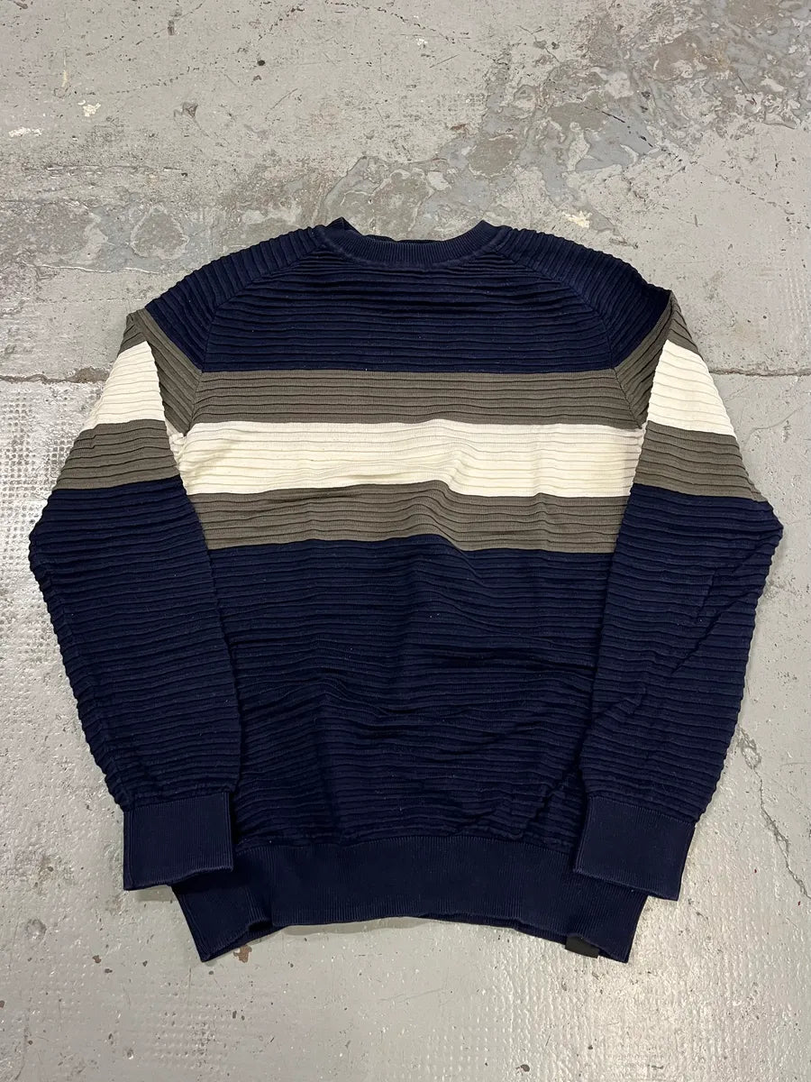 AW2022 Emporio Armani Navy Lined Cozy Accordeon Sweater yLjOkvh 3