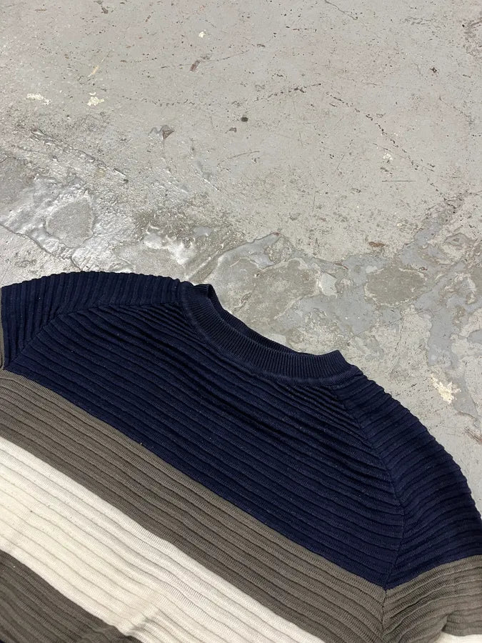 AW2022 Emporio Armani Navy Lined Cozy Accordeon Sweater yLjOkvh 4