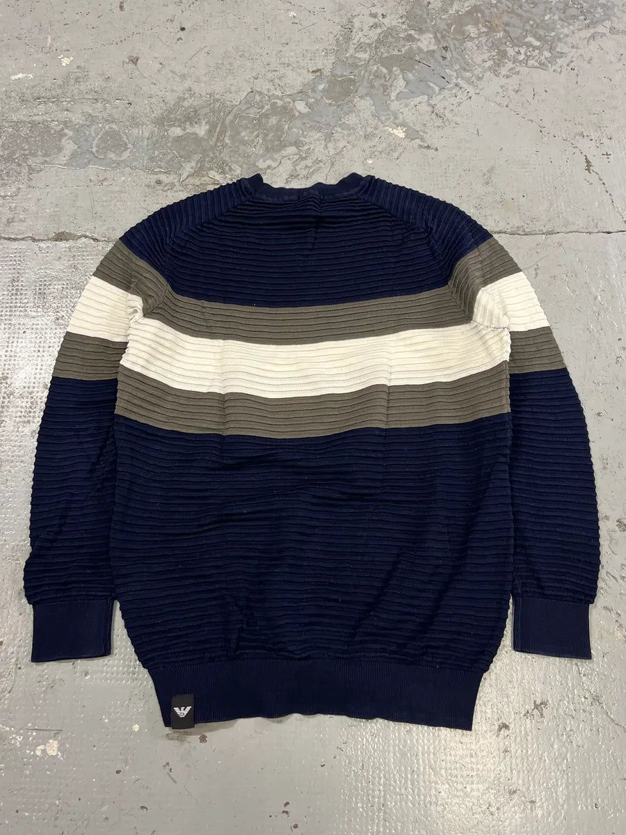 AW2022 Emporio Armani Navy Lined Cozy Accordeon Sweater yLjOkvh 5