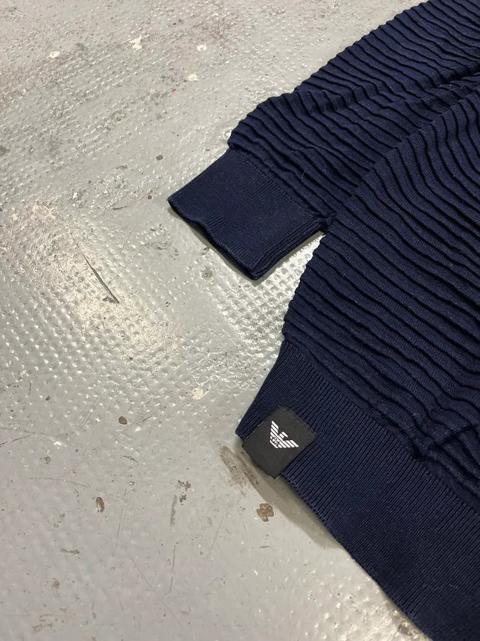 AW2022 Emporio Armani Navy Lined Cozy Accordeon Sweater yLjOkvh 6