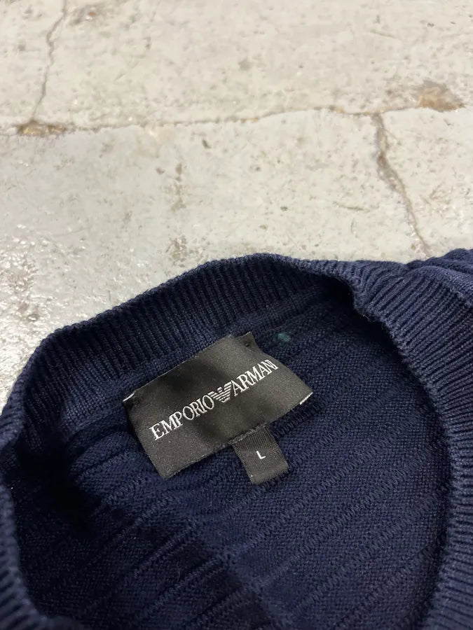 AW2022 Emporio Armani Navy Lined Cozy Accordeon Sweater yLjOkvh 7
