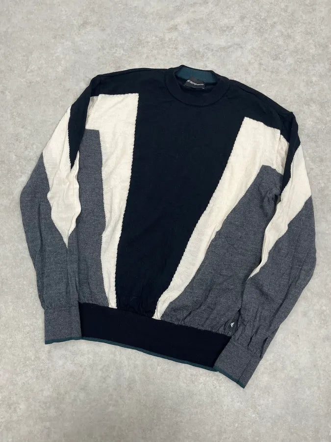 AW2022 Emporio Armani Shape Black & White Wool Sweater DkbKcTz 3