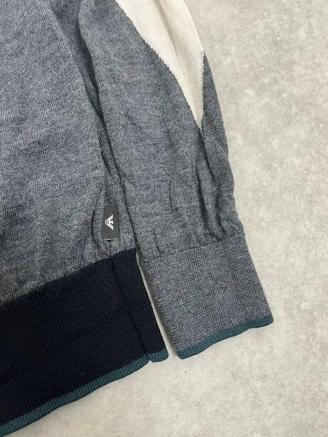 AW2022 Emporio Armani Shape Black & White Wool Sweater DkbKcTz 5