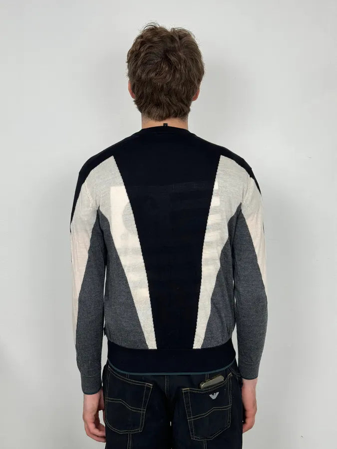 AW2022 Emporio Armani Shape Black & White Wool Sweater DkbKcTz 2
