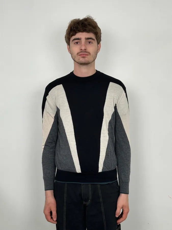 AW2022 Emporio Armani Shape Black & White Wool Sweater DkbKcTz 1