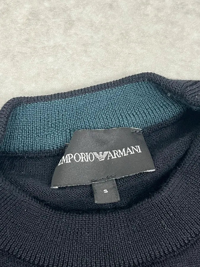 AW2022 Emporio Armani Shape Black & White Wool Sweater DkbKcTz 8