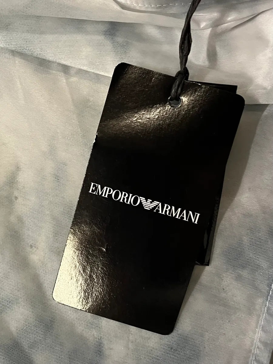 AW2022 Emporio Armani White & Blue Cloudy Windbreaker Jacket tHPIDFr 8