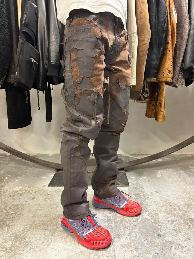 AW2022 Givenchy Brown Cracked Leather Utility Pants by Matthew Williams (L) hSFCdvx 1