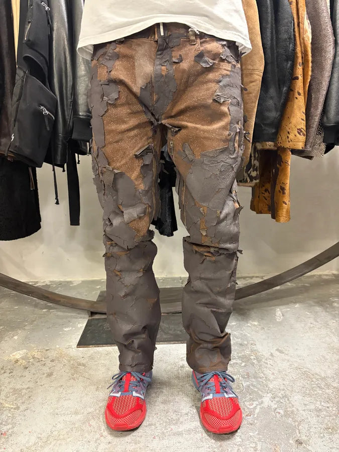 AW2022 Givenchy Brown Cracked Leather Utility Pants by Matthew Williams (L) hSFCdvx 2