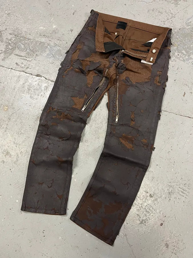 AW2022 Givenchy Brown Cracked Leather Utility Pants by Matthew Williams (L) hSFCdvx 5