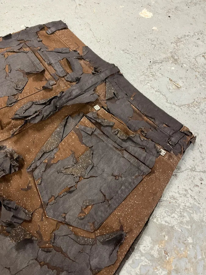 AW2022 Givenchy Brown Cracked Leather Utility Pants by Matthew Williams (L) hSFCdvx 7