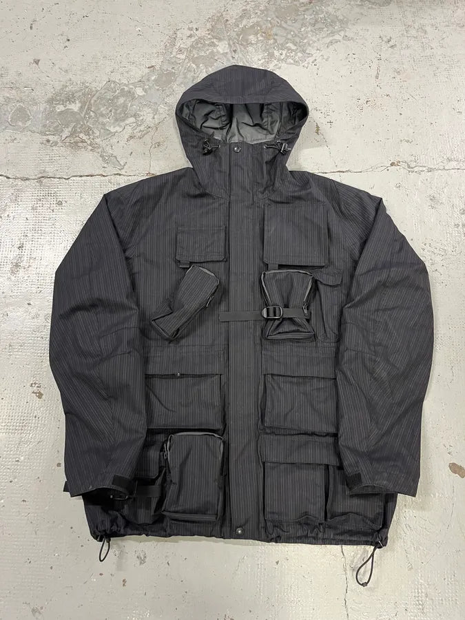 AW2022 Junya Watanabe Black Striped Cargo Hooded Parka Jacket oCEJjTT 0