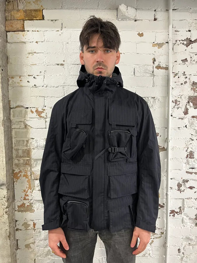 AW2022 Junya Watanabe Black Striped Cargo Hooded Parka Jacket oCEJjTT 1