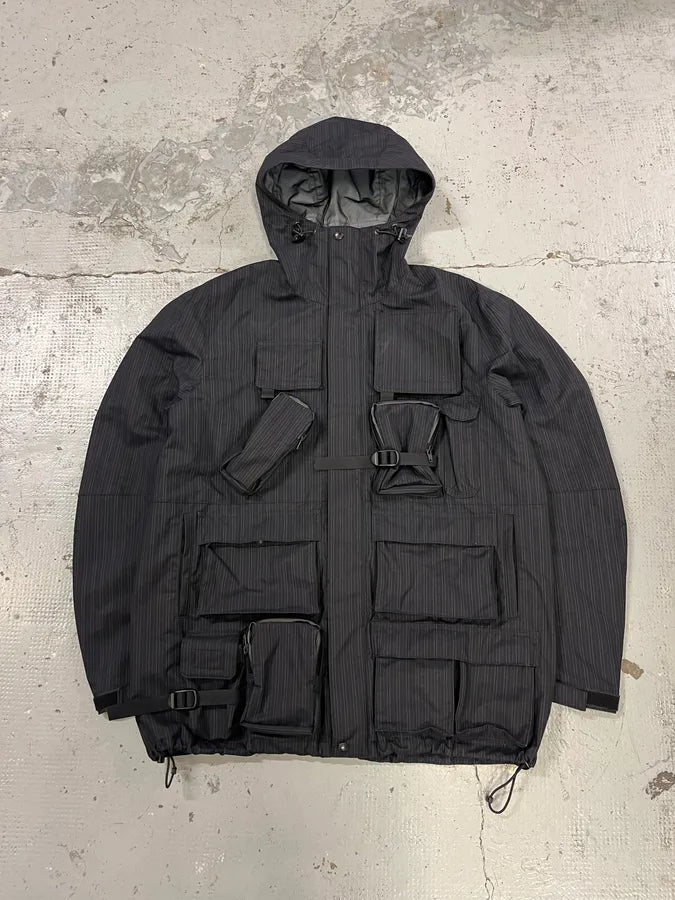 AW2022 Junya Watanabe Black Striped Cargo Hooded Parka Jacket oCEJjTT 4