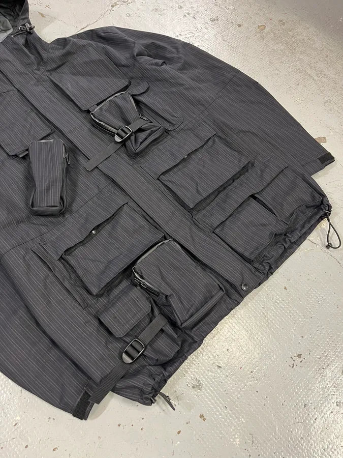 AW2022 Junya Watanabe Black Striped Cargo Hooded Parka Jacket oCEJjTT 5