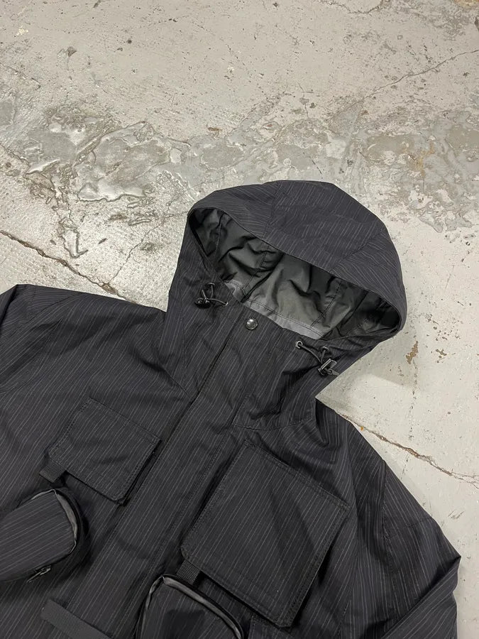 AW2022 Junya Watanabe Black Striped Cargo Hooded Parka Jacket oCEJjTT 6