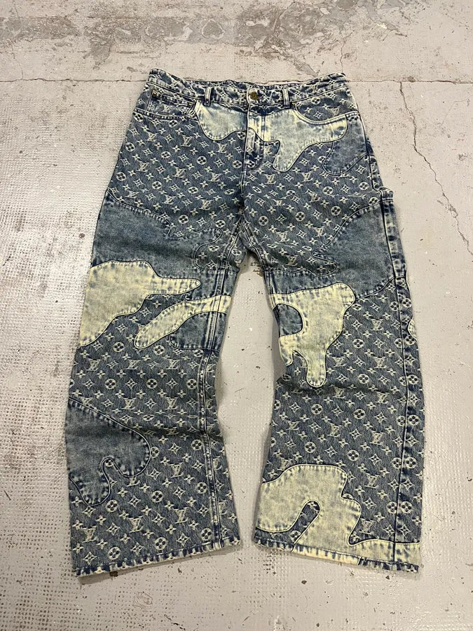 AW2022 Louis Vuitton Monogram Abstract Blue Jeans VpwnMXL 0