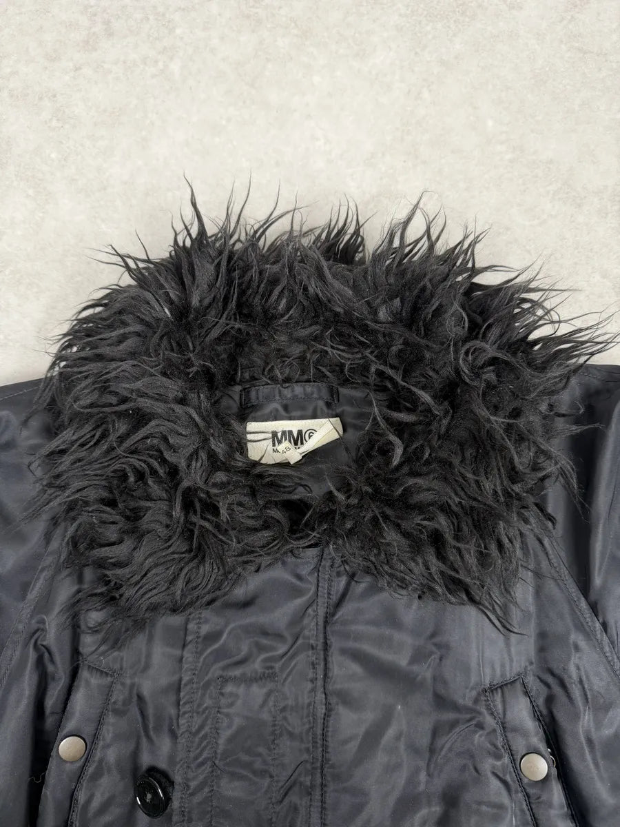 AW2022 Maison Margiela Black Faux Fur Aviator Bomber Jacket uQrEwjO 11
